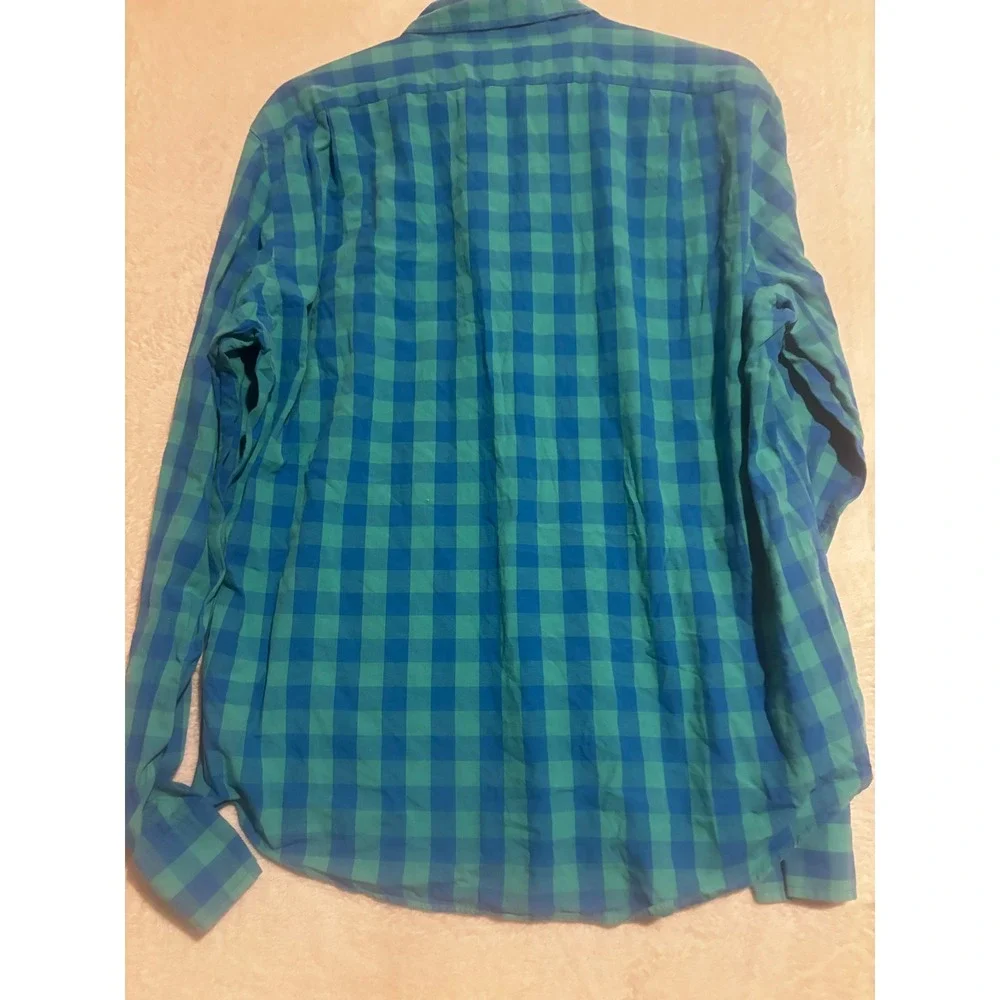 Vintage J Crew Slim Shirt Men's XL Dress Turquoise Blue‎ Long Sleeve 100% Cotton